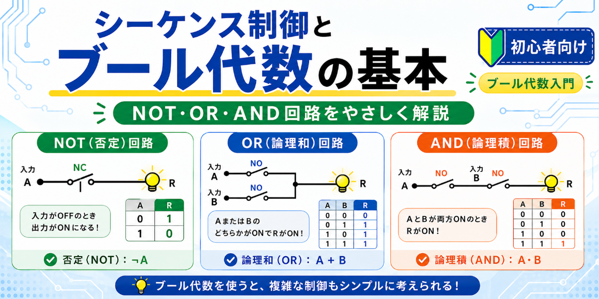 シーケンス制御とブール代数の基本｜NOT・OR・AND回路をやさしく解説